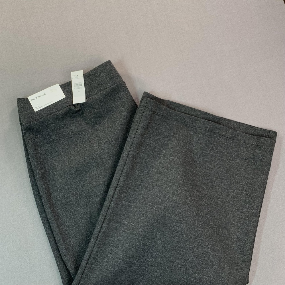 NEW Ann Taylor Factory Pants Women XL Gray Wide Leg High Rise Pull On Knit 40x24